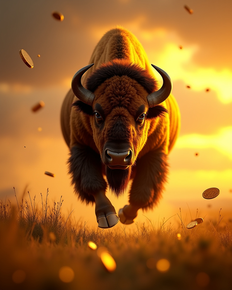 Charging buffalo artwork